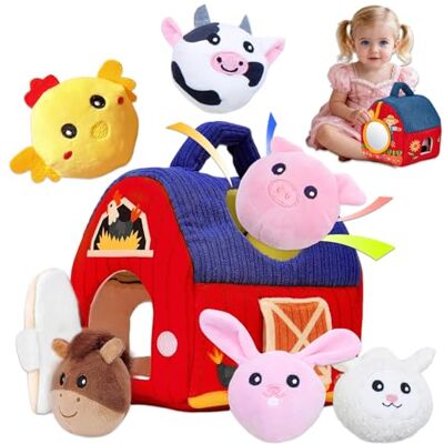 Tbintul Brinquedo Montessori para Bebês 6-18 Meses, Animais de Pelúcia de Fazenda Macios com Sonajes, Rugas, Espelho, Brinquedos Montessori para Bebês 3 6 12 18 Meses Tbintul Brinquedo Montessori para Bebês 6-18 Meses, Animais de Pelúcia de Fazenda Macios com Sonajes, Rugas, Espelho, Brinquedos Montessori para Bebês 3 6 12 18 Meses