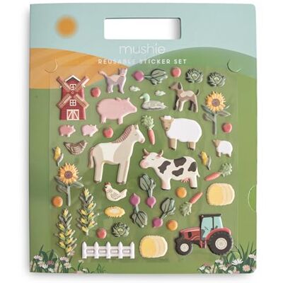 mushie Livros de autocolantes reutilizáveis (animais de quinta) autocolantes esponjosos e removíveis atividade de arte e artesanato para crianças mushie Livros de autocolantes reutilizáveis (animais de quinta) autocolantes esponjosos e removíveis atividade de arte e artesanato para crianças