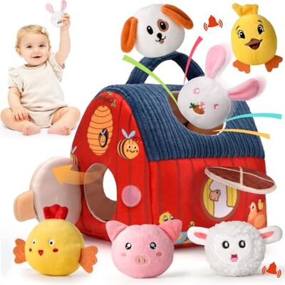 VORENUS Brinquedo Montessori para Bebés 6-12 Meses, Conjunto de Fazenda Macia com 6 Animais Brinquedo Sensorial com Celeiro, Sonajeros, Rugas, Espelho, Jogos Educativos e de Motricidade para VORENUS Brinquedo Montessori para Bebés 6-12 Meses, Conjunto de Fazenda Macia com 6 Animais Brinquedo Sensorial com Celeiro, Sonajeros, Rugas, Espelho, Jogos Educativos e de Motricidade para