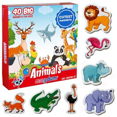 magdum Zoo + Quinta dos Animais 40 Ímanes Infantis para crianças Ímanes de Frigorífico Grandes Brinquedos EDUCATIVOS bebé 3 anos Ímanes magnéticos para Aprender Teatro de íman Animais da Selva magdum Zoo + Quinta dos Animais 40 Ímanes Infantis para crianças Ímanes de Frigorífico Grandes Brinquedos EDUCATIVOS bebé 3 anos Ímanes magnéticos para Aprender Teatro de íman Animais da Selva