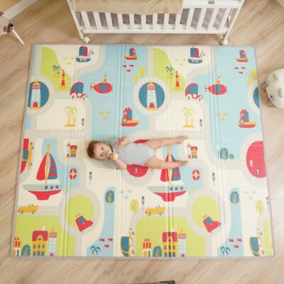 SUPERBE BEBE Tapete de bebé acolchoado dobrável 180 x 200 x 1,5 cm ginásio manta de jogos manta atividades impermeável reversível tapete de atividades ginásio infantil presente bebé SUPERBE BEBE Tapete de bebé acolchoado dobrável 180 x 200 x 1,5 cm ginásio manta de jogos manta atividades impermeável reversível tapete de atividades ginásio infantil presente bebé