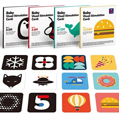 hahaland Flashcards Cartões brinquedos bebés 0 3 6 12 meses, 80 peças Cartões para bebé em branco e preto e coloridos, cartões de estimulação visual de alto contraste para bebés 0-36 meses hahaland Flashcards Cartões brinquedos bebés 0 3 6 12 meses, 80 peças Cartões para bebé em branco e preto e coloridos, cartões de estimulação visual de alto contraste para bebés 0-36 meses