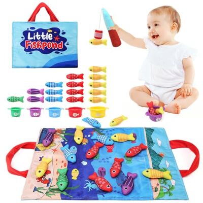 LEADSTAR Brinquedos crianças 1 ano, conjunto de pesca com tecido de 15 peixes, Montessori sensoriais educativos brinquedo para bebé 6-12-18 meses, presente bebés 1 2 3 anos LEADSTAR Brinquedos crianças 1 ano, conjunto de pesca com tecido de 15 peixes, Montessori sensoriais educativos brinquedo para bebé 6-12-18 meses, presente bebés 1 2 3 anos