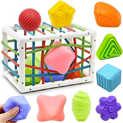 Mailesi Brinquedos de habilidades motoras para bebé 12 18 24 meses, jogos educativos Montessori a aprender caixa de classificação sensorial com 6 peças textura bola e 3 bolas suaves brinquedos crianças 1 2 3 anos Mailesi Brinquedos de habilidades motoras para bebé 12 18 24 meses, jogos educativos Montessori a aprender caixa de classificação sensorial com 6 peças textura bola e 3 bolas suaves brinquedos crianças 1 2 3 anos