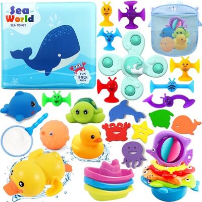 Chennyfun Conjunto Juguetes para Baño, 32 Piezas Baby Bath Toys Inclui pato de borracha, tartaruga, golfinho, barcos de plástico, conjunto brinquedos para crianças pequenas de 1, 2, 3, 4, 5 Chennyfun Conjunto Juguetes para Baño, 32 Piezas Baby Bath Toys Inclui pato de borracha, tartaruga, golfinho, barcos de plástico, conjunto brinquedos para crianças pequenas de 1, 2, 3, 4, 5