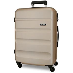 ROLL ROAD Flex Mala rígida fabricada em ABS, um material, fecho de combinação lateral 4 rodas duplas bagagem mão, prático interior com um compartimento, Champanhe, Tamanho único ROLL ROAD Flex Mala rígida fabricada em ABS, um material, fecho de combinação lateral 4 rodas duplas bagagem mão, prático interior com um compartimento, Champanhe, Tamanho único