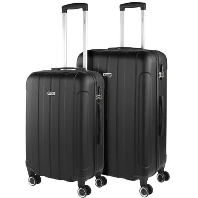 ITACA Malas de viagem rígidas ABS mala de viagem cabine, mala média e mala grande pega telescópica, 4 rodas giratórias e cadeado de combinação, Preto, M + L, Casual ITACA Malas de viagem rígidas ABS mala de viagem cabine, mala média e mala grande pega telescópica, 4 rodas giratórias e cadeado de combinação, Preto, M + L, Casual