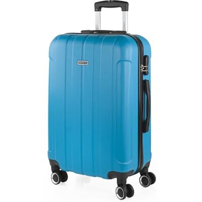 ITACA Malas de viagem rígidas ABS mala de viagem cabine, mala média e mala grande pega telescópica, 4 rodas giratórias e cadeado de combinação, Turquesa, M, Casual ITACA Malas de viagem rígidas ABS mala de viagem cabine, mala média e mala grande pega telescópica, 4 rodas giratórias e cadeado de combinação, Turquesa, M, Casual
