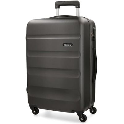 ROLL ROAD Flex Mala rígida fabricada em ABS, um material, fecho de combinação lateral 4 rodas duplas bagagem mão, prático interior com um compartimento, antracite ROLL ROAD Flex Mala rígida fabricada em ABS, um material, fecho de combinação lateral 4 rodas duplas bagagem mão, prático interior com um compartimento, antracite