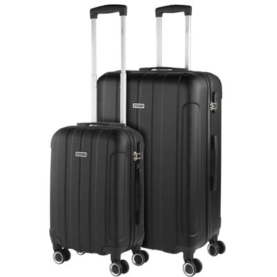 ITACA Malas de viagem rígidas ABS mala de viagem cabine, mala média e mala grande pega telescópica, 4 rodas giratórias e cadeado de combinação, Preto, S + L ITACA Malas de viagem rígidas ABS mala de viagem cabine, mala média e mala grande pega telescópica, 4 rodas giratórias e cadeado de combinação, Preto, S + L