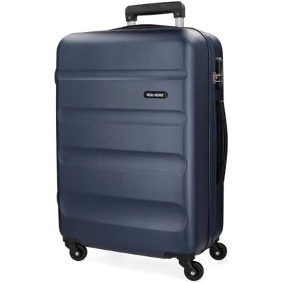 ROLL ROAD Flex Mala rígida fabricada em ABS, um material, fecho de combinação lateral 4 rodas duplas bagagem mão, prático interior com um compartimento, Azul Marinho ROLL ROAD Flex Mala rígida fabricada em ABS, um material, fecho de combinação lateral 4 rodas duplas bagagem mão, prático interior com um compartimento, Azul Marinho