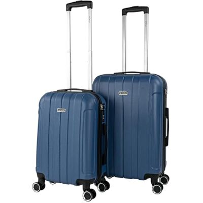 ITACA Conjunto de malas de viagem rígidas Trolley com cadeado de combinação e 4 rodas dupla 360° conjunto malas de viagem leves e resistentes, azul cowboy ITACA Conjunto de malas de viagem rígidas Trolley com cadeado de combinação e 4 rodas dupla 360° conjunto malas de viagem leves e resistentes, azul cowboy