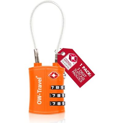OW-Travel Cadeado cabo TSA para mala. Cadeado código de 3 dígitos anti-roubo para bagagem, armário de armazenamento, tenda campismo OW-Travel Cadeado cabo TSA para mala. Cadeado código de 3 dígitos anti-roubo para bagagem, armário de armazenamento, tenda campismo