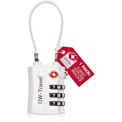 OW-Travel Cadeado cabo TSA para mala. Cadeado código de 3 dígitos anti-roubo para bagagem, armário de armazenamento, tenda campismo OW-Travel Cadeado cabo TSA para mala. Cadeado código de 3 dígitos anti-roubo para bagagem, armário de armazenamento, tenda campismo