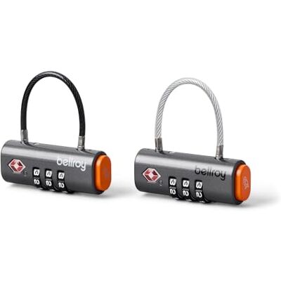 Bellroy Travel Lock Duo (conjunto de 2 cadeados para bagagem TSA com combinação e ajuste flexível) Graphite Bellroy Travel Lock Duo (conjunto de 2 cadeados para bagagem TSA com combinação e ajuste flexível) Graphite