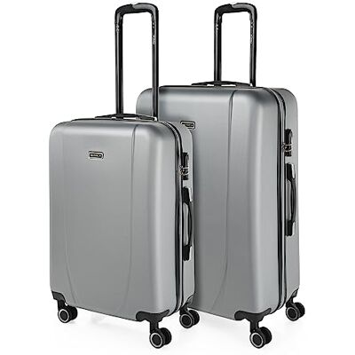 ITACA Malas de viagem jogo malas 4 rodas conjunto de malas de viagem jogo malas de viagem leves. Cadeado de combinação, prata ITACA Malas de viagem jogo malas 4 rodas conjunto de malas de viagem jogo malas de viagem leves. Cadeado de combinação, prata