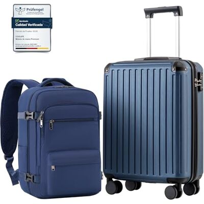 Coolife Mala de cabine 55 x 40 x 20 cm para avião Ryanair, bagagem de mão, bagagem de cabine, mala rígida com fechadura TSA e 4 rodas gémeas, Azul Marinho, Mala Trolley mala de viagem ABS capa rígida PC+ABS Rígida, Cerradura TSA, 4 ruedas gemelas, resis Coolife Mala de cabine 55 x 40 x 20 cm para avião Ryanair, bagagem de mão, bagagem de cabine, mala rígida com fechadura TSA e 4 rodas gémeas, Azul Marinho, Mala Trolley mala de viagem ABS capa rígida PC+ABS Rígida, Cerradura TSA, 4 ruedas gemelas, resis