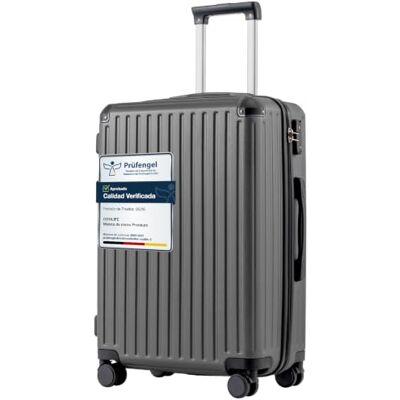 Coolife Mala rígida de viagem em PC+ABS, leve e resistente, com fechadura TSA, fecho de correr YKK e 4 rodas duplas, bagagem para negócios, férias e viagens em família, cinzento, Mala rígida mala de Ligera y Resistente para Viajes de 4 a 7 Días y Vacaci Coolife Mala rígida de viagem em PC+ABS, leve e resistente, com fechadura TSA, fecho de correr YKK e 4 rodas duplas, bagagem para negócios, férias e viagens em família, cinzento, Mala rígida mala de Ligera y Resistente para Viajes de 4 a 7 Días y Vacaci