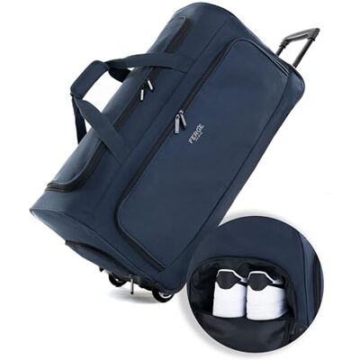 FERGÉ Bolsa de viagem com rodas Paris compartimento separado para sapatos mala Blanda Trolley mala de viagem Weekender Paris 90 litros, azul-marinho FERGÉ Bolsa de viagem com rodas Paris compartimento separado para sapatos mala Blanda Trolley mala de viagem Weekender Paris 90 litros, azul-marinho