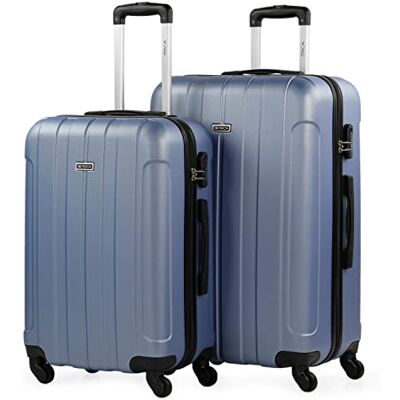 ITACA Malas de viagem rígidas ABS Mala de viagem de cabina, mala média e mala grande Alça telescópica, 4 rodas giratórias e cadeado de combinação, Malva, M + L, Casual ITACA Malas de viagem rígidas ABS Mala de viagem de cabina, mala média e mala grande Alça telescópica, 4 rodas giratórias e cadeado de combinação, Malva, M + L, Casual