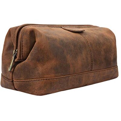 STILORD "" Bolsa de Higiene de Couro Vintage para Homem e Mulher Estojo para Viagem Férias Maquiagem Bolsa Organizadora para Banho de Autentico Couro STILORD "" Bolsa de Higiene de Couro Vintage para Homem e Mulher Estojo para Viagem Férias Maquiagem Bolsa Organizadora para Banho de Autentico Couro