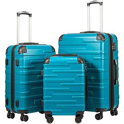 Coolife Conjunto de 3 malas, M+L+XL, capa rígida em ABS, com rodas e TSA Rodas silenciosas, fechos de correr YKK, cantos resistentes a impactos, para viagens familiares, estudos no estrangeiro Coolife Conjunto de 3 malas, M+L+XL, capa rígida em ABS, com rodas e TSA Rodas silenciosas, fechos de correr YKK, cantos resistentes a impactos, para viagens familiares, estudos no estrangeiro