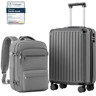 Coolife Mala de cabine 55 x 40 x 20 cm para avião Ryanair, bagagem de mão, bagagem de cabine, mala rígida com fechadura TSA e 4 rodas gémeas, cinzento, Mala Trolley mala de viagem ABS capa rígida PC+ABS Rígida, Cerradura TSA, 4 ruedas gemelas, resistent Coolife Mala de cabine 55 x 40 x 20 cm para avião Ryanair, bagagem de mão, bagagem de cabine, mala rígida com fechadura TSA e 4 rodas gémeas, cinzento, Mala Trolley mala de viagem ABS capa rígida PC+ABS Rígida, Cerradura TSA, 4 ruedas gemelas, resistent