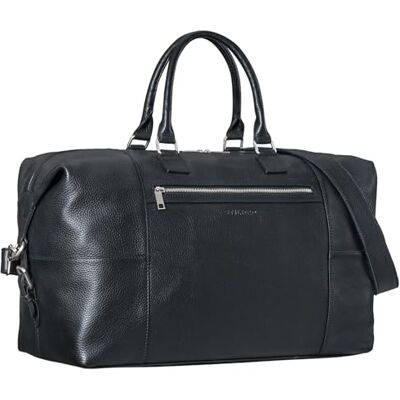 STILORD Bolsa de viagem grande de pele para homens mulheres bolsa de couro desporto vintage fim de semana para férias dobrável ao carro cor: preto STILORD Bolsa de viagem grande de pele para homens mulheres bolsa de couro desporto vintage fim de semana para férias dobrável ao carro cor: preto