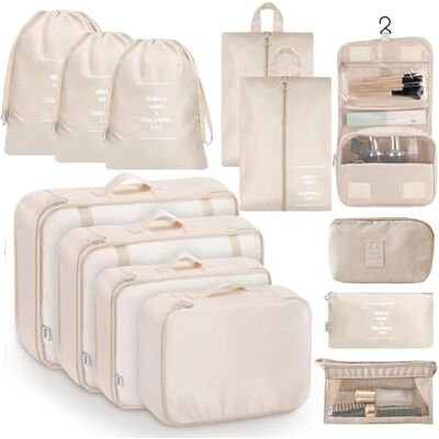 Ryebme Organizador de mala de 13 peças, organizador de bagagem multifuncional, à prova d'água organizador mala de viagem, embalagem cubos de sacos de viagem para cosméticos, sapatos, viagens, roupa interior Ryebme Organizador de mala de 13 peças, organizador de bagagem multifuncional, à prova d'água organizador mala de viagem, embalagem cubos de sacos de viagem para cosméticos, sapatos, viagens, roupa interior