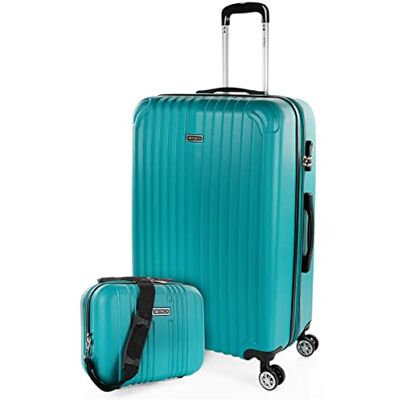 ITACA Malas grandes de viagem rígidas leves com 4 rodas dupla 360° mala grande 23 quilos alta resistência expansível mala XL duradoura com necessitador, verde menta ITACA Malas grandes de viagem rígidas leves com 4 rodas dupla 360° mala grande 23 quilos alta resistência expansível mala XL duradoura com necessitador, verde menta
