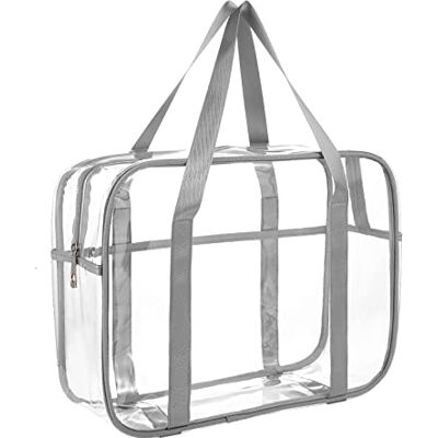 ONEGenug Neceser transparente de viagem, bolsa de higiene em PVC, organizador de viagem, bolsa impermeável, mala de viagem, mala de viagem, mala para mãe, 36 cm x 15 cm x 28 cm, cinzento ONEGenug Neceser transparente de viagem, bolsa de higiene em PVC, organizador de viagem, bolsa impermeável, mala de viagem, mala de viagem, mala para mãe, 36 cm x 15 cm x 28 cm, cinzento