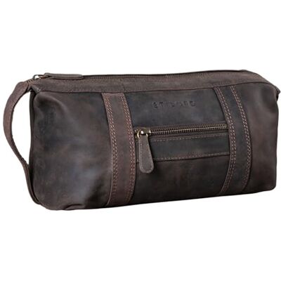 STILORD Bolsa de higiene homem pele vintage precisa grande com alça mala organizadora para casa de banho viagens de couro cor: castanho médio, Marrom escuro, Neceser STILORD Bolsa de higiene homem pele vintage precisa grande com alça mala organizadora para casa de banho viagens de couro cor: castanho médio, Marrom escuro, Neceser