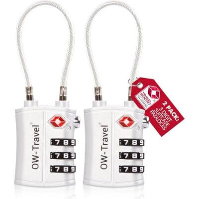 OW-Travel Cadeado cabo TSA para mala. Cadeado código de 3 dígitos anti-roubo para bagagem, armário de armazenamento, tenda campismo OW-Travel Cadeado cabo TSA para mala. Cadeado código de 3 dígitos anti-roubo para bagagem, armário de armazenamento, tenda campismo