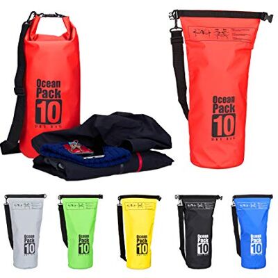 Relaxdays Saco estanque 10 l impermeável, PVC, vermelho, 56 x 30 x 0,5 cm Relaxdays Saco estanque 10 l impermeável, PVC, vermelho, 56 x 30 x 0,5 cm