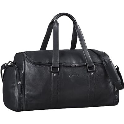 STILORD "" Bolsa de Viagem Vintage em Couro para Homem Grande Bagagem XL em Couro de Vaca Bolsa de Fim de Semana com Alça, Preto, Sacos de viagem STILORD "" Bolsa de Viagem Vintage em Couro para Homem Grande Bagagem XL em Couro de Vaca Bolsa de Fim de Semana com Alça, Preto, Sacos de viagem