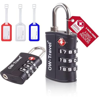 OW-Travel Cadeado de Mala de Viagem TSA em Plástico ABS com 3 Dígitos. Cadeados com Combinação para Mochilas, Malas e Equipagem. Cadeado de Vestiário de Ginásio. Cadeados de Malas de Viagem OW-Travel Cadeado de Mala de Viagem TSA em Plástico ABS com 3 Dígitos. Cadeados com Combinação para Mochilas, Malas e Equipagem. Cadeado de Vestiário de Ginásio. Cadeados de Malas de Viagem