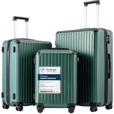 Coolife Mala rígida de viagem em PC+ABS, leve e resistente, com fechadura TSA, fecho de correr YKK e 4 rodas duplas, bagagem para negócios, férias e viagens em família, Verde escuro, Mala rígida mala Rígidas en PC+ABS para Vacaciones y Viajes Familiares Coolife Mala rígida de viagem em PC+ABS, leve e resistente, com fechadura TSA, fecho de correr YKK e 4 rodas duplas, bagagem para negócios, férias e viagens em família, Verde escuro, Mala rígida mala Rígidas en PC+ABS para Vacaciones y Viajes Familiares