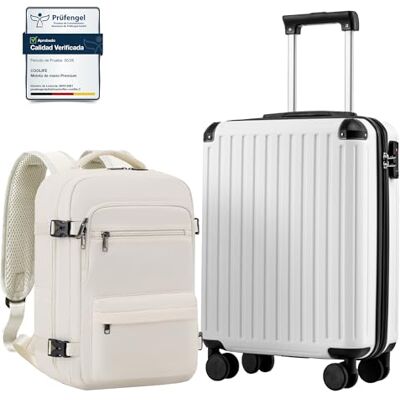 Coolife Mala de cabine 55 x 40 x 20 cm para avião Ryanair, bagagem de mão, bagagem de cabine, mala rígida com fechadura TSA e 4 rodas gémeas, Branco, Mala Trolley mala de viagem ABS capa rígida PC+ABS Rígida, Cerradura TSA, 4 ruedas gemelas, resistente Coolife Mala de cabine 55 x 40 x 20 cm para avião Ryanair, bagagem de mão, bagagem de cabine, mala rígida com fechadura TSA e 4 rodas gémeas, Branco, Mala Trolley mala de viagem ABS capa rígida PC+ABS Rígida, Cerradura TSA, 4 ruedas gemelas, resistente