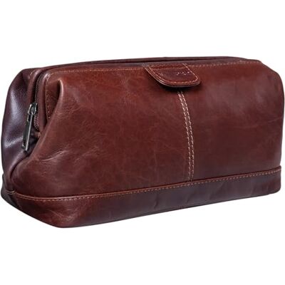 STILORD '' Bolsa de higiene de pele vintage para homem e mulher precisa de viagem férias maquilhagem mala organizadora para casa de banho de couro autêntico cor: curtição vegetal castanho escuro STILORD '' Bolsa de higiene de pele vintage para homem e mulher precisa de viagem férias maquilhagem mala organizadora para casa de banho de couro autêntico cor: curtição vegetal castanho escuro