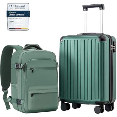Coolife Mala de cabine 55 x 40 x 20 cm para avião Ryanair, bagagem de mão, bagagem de cabine, mala rígida com fechadura TSA e 4 rodas gémeas, Verde escuro, Mala Trolley mala de viagem ABS capa rígida PC+ABS Rígida, Cerradura TSA, 4 ruedas gemelas, resis Coolife Mala de cabine 55 x 40 x 20 cm para avião Ryanair, bagagem de mão, bagagem de cabine, mala rígida com fechadura TSA e 4 rodas gémeas, Verde escuro, Mala Trolley mala de viagem ABS capa rígida PC+ABS Rígida, Cerradura TSA, 4 ruedas gemelas, resis