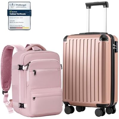 Coolife Mala de cabine 55 x 40 x 20 cm para avião Ryanair, bagagem de mão, bagagem de cabine, mala rígida com fechadura TSA e 4 rodas gémeas, Ouro rosa, Mala Trolley mala de viagem ABS capa rígida PC+ABS Rígida, Cerradura TSA, 4 ruedas gemelas 360°, res Coolife Mala de cabine 55 x 40 x 20 cm para avião Ryanair, bagagem de mão, bagagem de cabine, mala rígida com fechadura TSA e 4 rodas gémeas, Ouro rosa, Mala Trolley mala de viagem ABS capa rígida PC+ABS Rígida, Cerradura TSA, 4 ruedas gemelas 360°, res