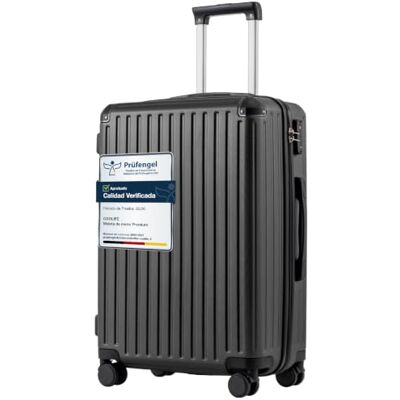 Coolife Mala rígida de viagem em PC+ABS, leve e resistente, com fechadura TSA, fecho de correr YKK e 4 rodas duplas, bagagem para negócios, férias e viagens em família, Preto, Mala rígida mala de Ligera y Resistente para Viajes de 4 a 7 Días y Vacacione Coolife Mala rígida de viagem em PC+ABS, leve e resistente, com fechadura TSA, fecho de correr YKK e 4 rodas duplas, bagagem para negócios, férias e viagens em família, Preto, Mala rígida mala de Ligera y Resistente para Viajes de 4 a 7 Días y Vacacione