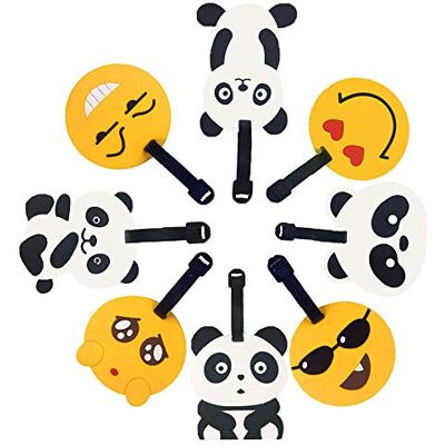 whatRUeed Etiquetas para bagagem de viagem, pacote de 8 expressão panda mala etiquetas para etiquetas de identificação para viagens, titulares de identificadores de PVC para bagagem whatRUeed Etiquetas para bagagem de viagem, pacote de 8 expressão panda mala etiquetas para etiquetas de identificação para viagens, titulares de identificadores de PVC para bagagem