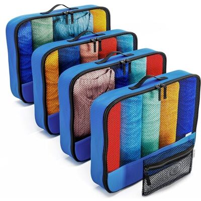 OW-Travel Sacos organizadores mala de viagem, cubos de embalagem 5 peças L, azul OW-Travel Sacos organizadores mala de viagem, cubos de embalagem 5 peças L, azul
