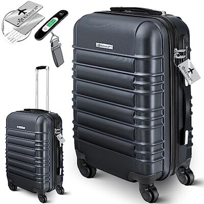 KESSER Mala rígida de viagem, inclui balança de bagagem etiqueta de bagagem, mala com rodas, fechadura de combinação, 4 rodas, plástico ABS, cabo telescópico KESSER Mala rígida de viagem, inclui balança de bagagem etiqueta de bagagem, mala com rodas, fechadura de combinação, 4 rodas, plástico ABS, cabo telescópico
