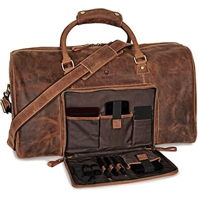 DONBOLSO Weekender Nápoles Bolsa de viagem para homens malas de viagem fim de semana de couro mala de viagem de couro para bagagem de mão tamanho L com 40 litros Vintage castanho DONBOLSO Weekender Nápoles Bolsa de viagem para homens malas de viagem fim de semana de couro mala de viagem de couro para bagagem de mão tamanho L com 40 litros Vintage castanho