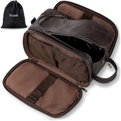 Elviros Necessaire Homem de Viagem, Bolsa de Higiene Grande Impermeável PU, Organizador Portátil com Grande Capacidade, Kit Dopp Homem para Ginásio e Trabalho, Cinzento escuro, Neceser Elviros Necessaire Homem de Viagem, Bolsa de Higiene Grande Impermeável PU, Organizador Portátil com Grande Capacidade, Kit Dopp Homem para Ginásio e Trabalho, Cinzento escuro, Neceser
