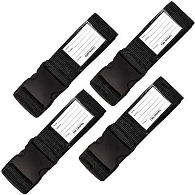 OW-Travel Fita para malas de viagem, correia mala de segurança 4 peças, preto OW-Travel Fita para malas de viagem, correia mala de segurança 4 peças, preto