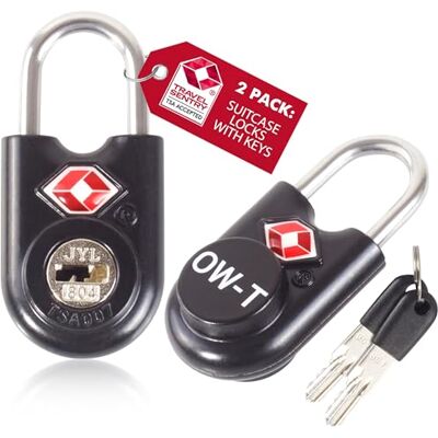 OW-Travel Cadeado mala viagem TSA com chave, mochila de cadeado, 2 peças OW-Travel Cadeado mala viagem TSA com chave, mochila de cadeado, 2 peças