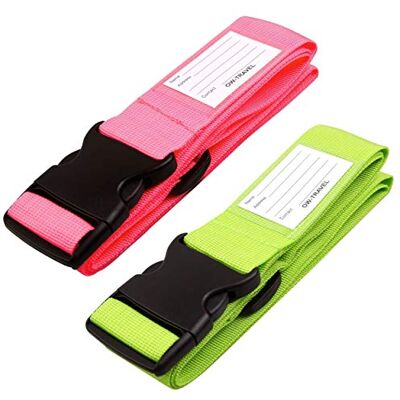 OW-Travel fita para malas, correia mala de segurança 2 peças, rosa e verde OW-Travel fita para malas, correia mala de segurança 2 peças, rosa e verde
